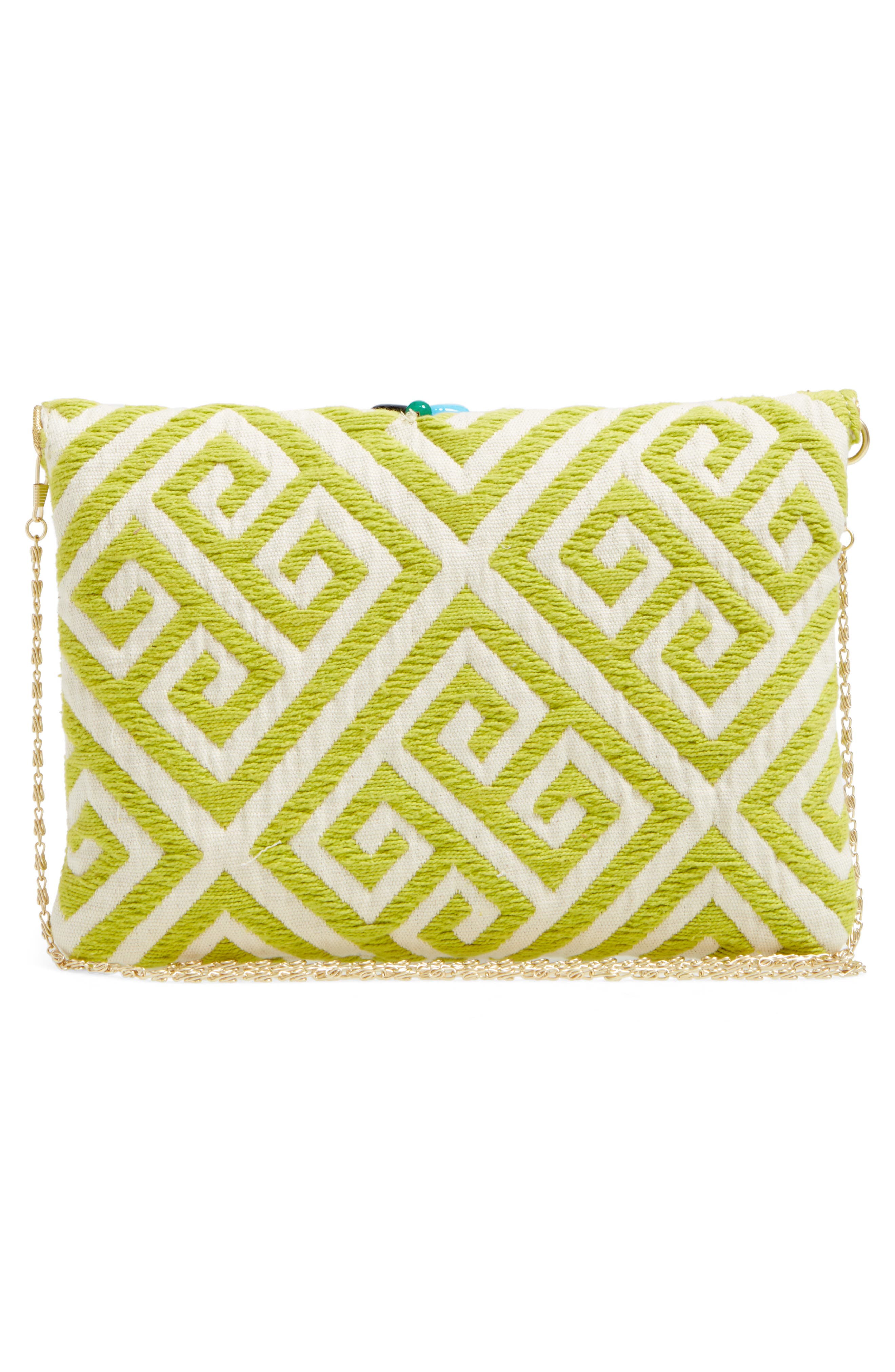 by Steve Madden Beaded & Embroidered Clutch, Alternate, color, CITRON