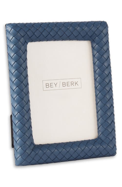 Bey-Berk Woven Leather Picture Frame in Navy 