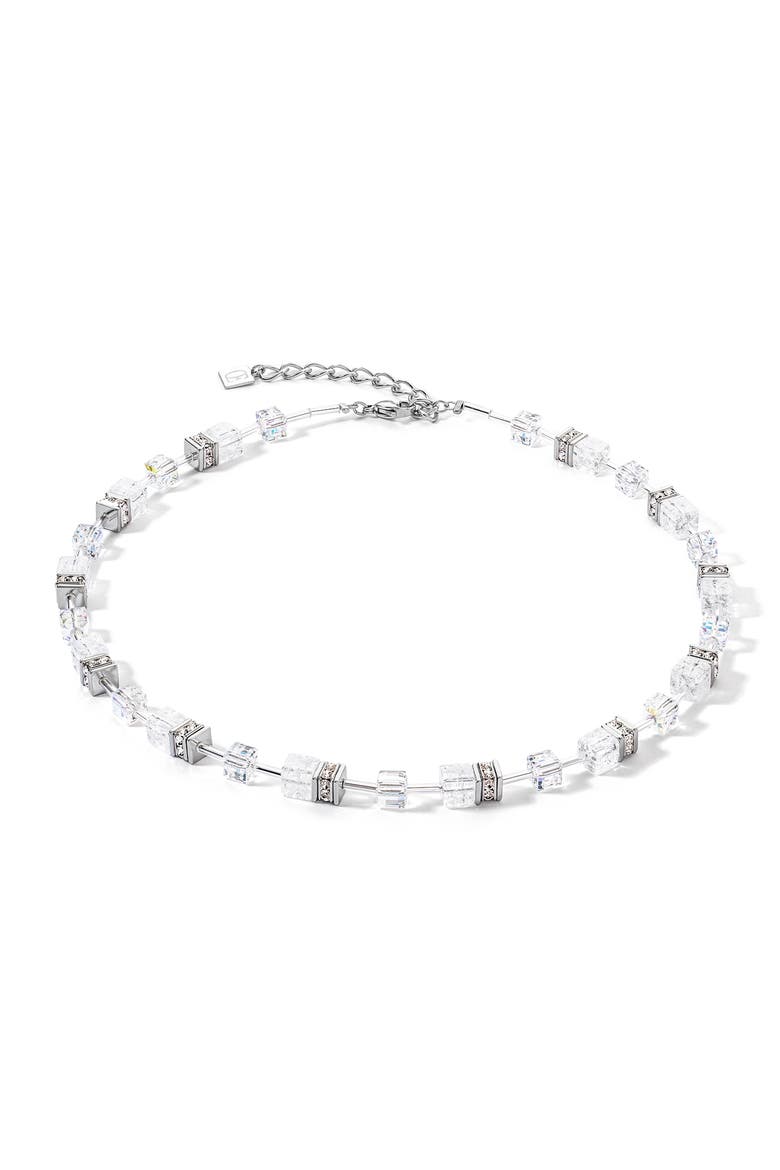 Geocube Iconic Nature Silver Necklace, Main, color, White