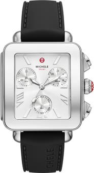 MICHELE Deco Sport Chronograph Silicone Strap Watch, 36mm