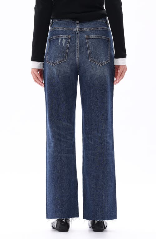 Bayeas High Waist Relaxed Raw Hem Straight Leg Jeans In Blue