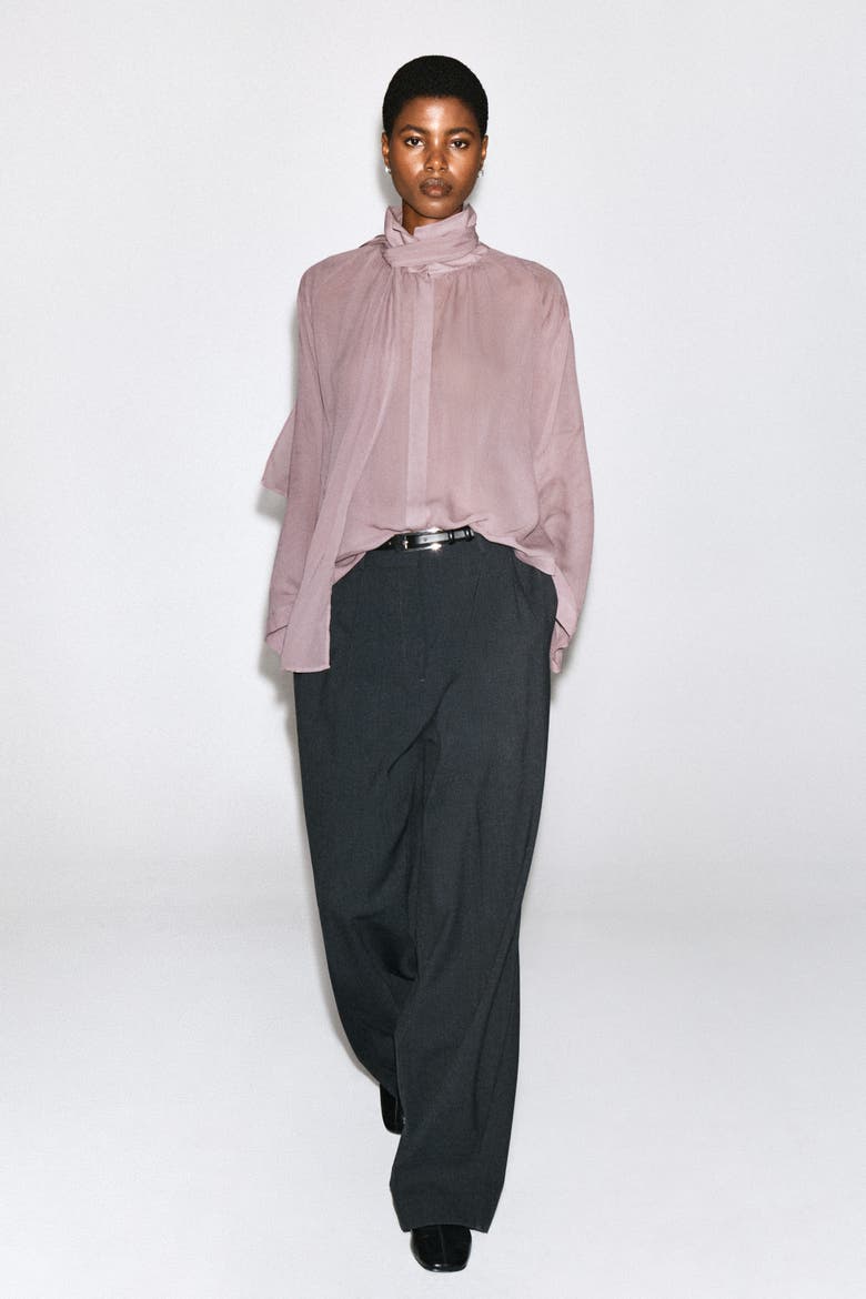 Fluid Scarf-detail Top, Alternate, color, MAUVE