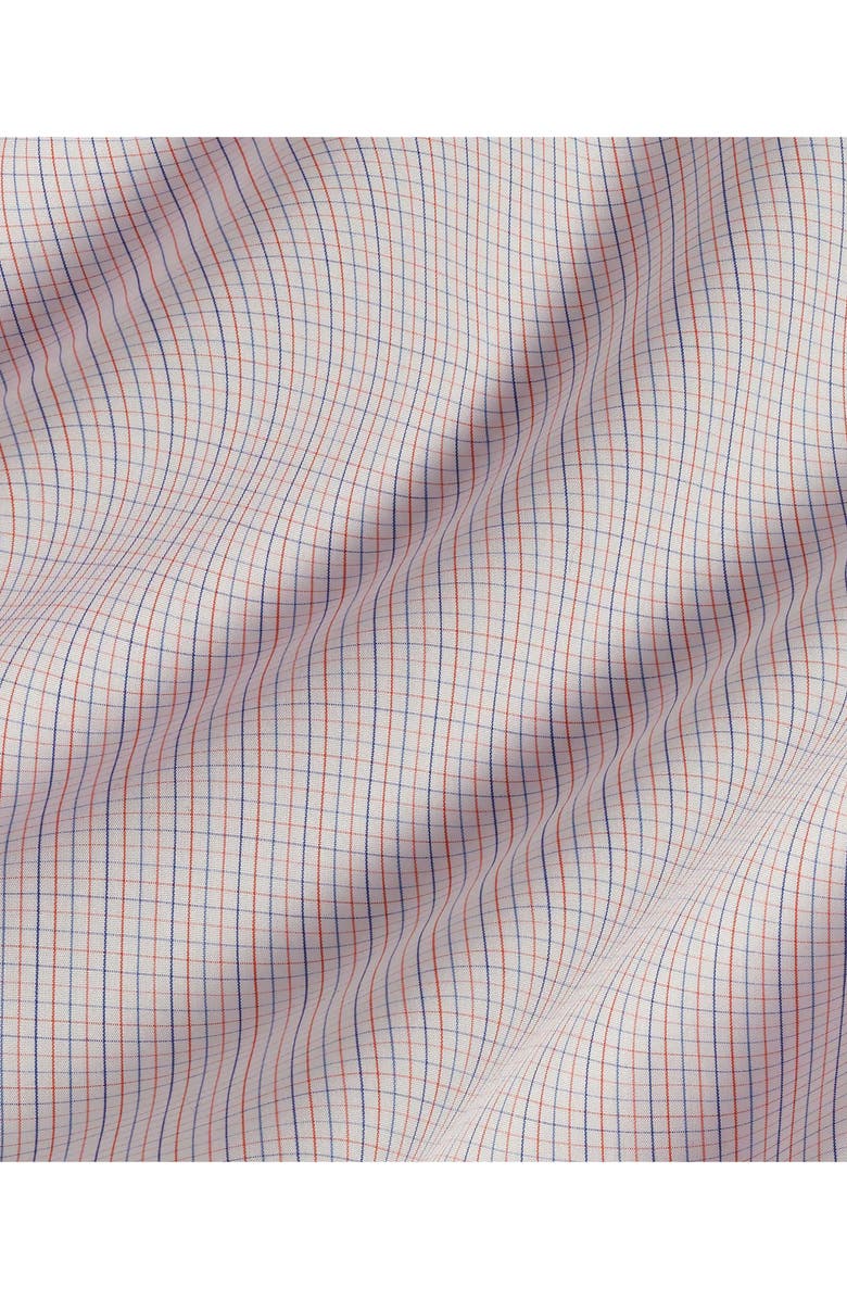 David Donahue Trim Fit Check Cotton Dress Shirt, Alternate, color, White/ Melon