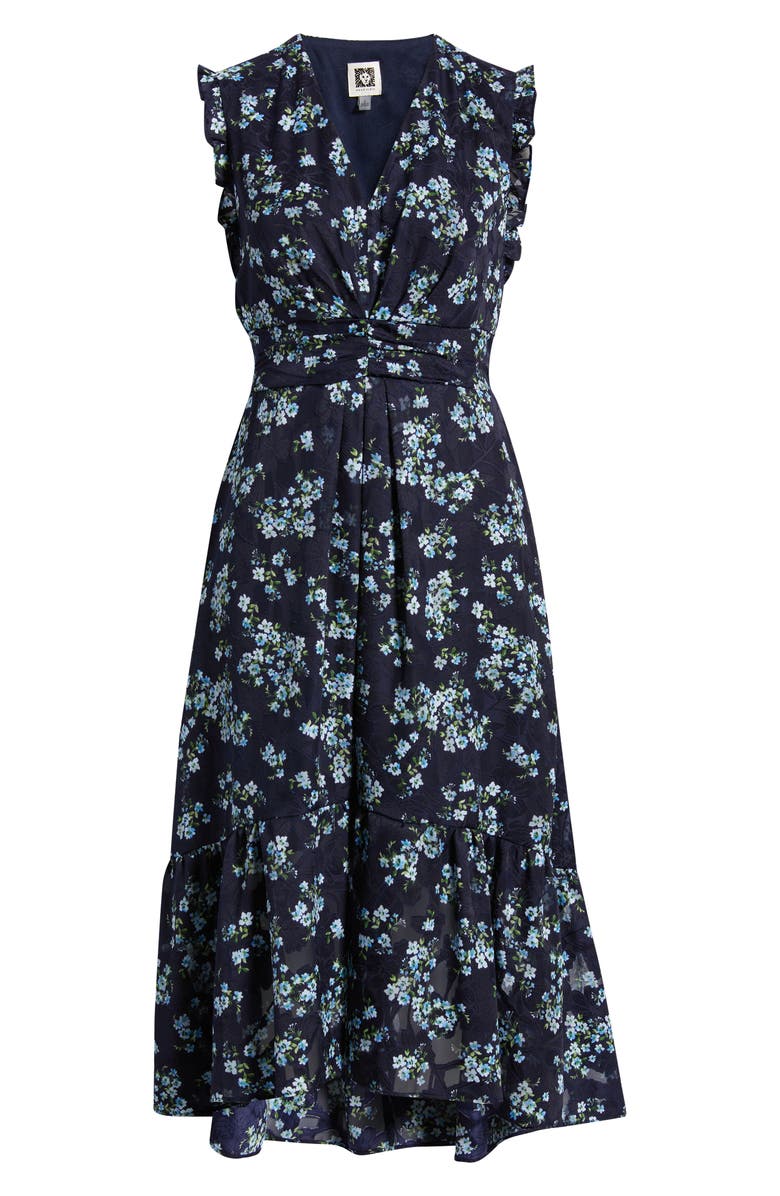 Anne Klein Floral High-Low Midi Dress, Alternate, color, Deep Navy Multi