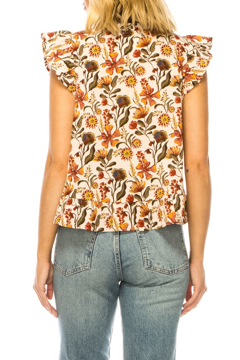 Floral Ruffle Hem Top, Alternate, color, SHEER PINK