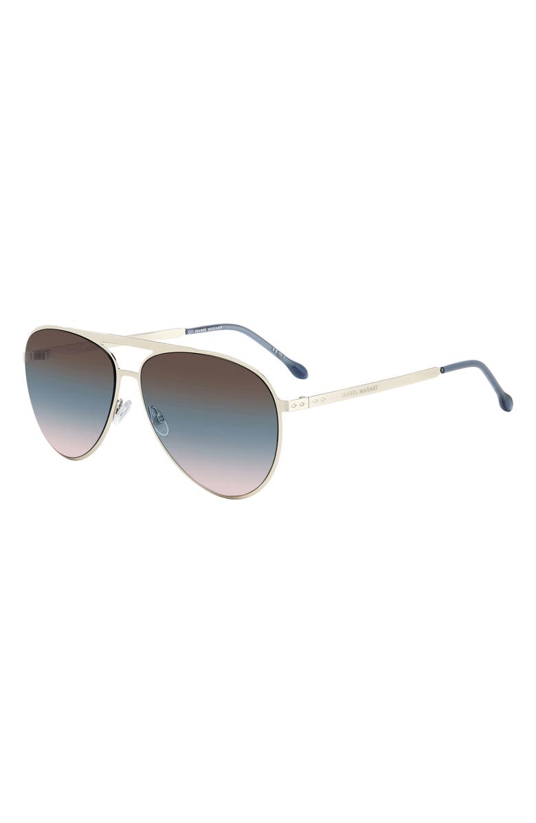Isabel Marant 62mm Gradient Aviator Sunglasses, Alternate, color, Palladium Blue/ Brown Teal