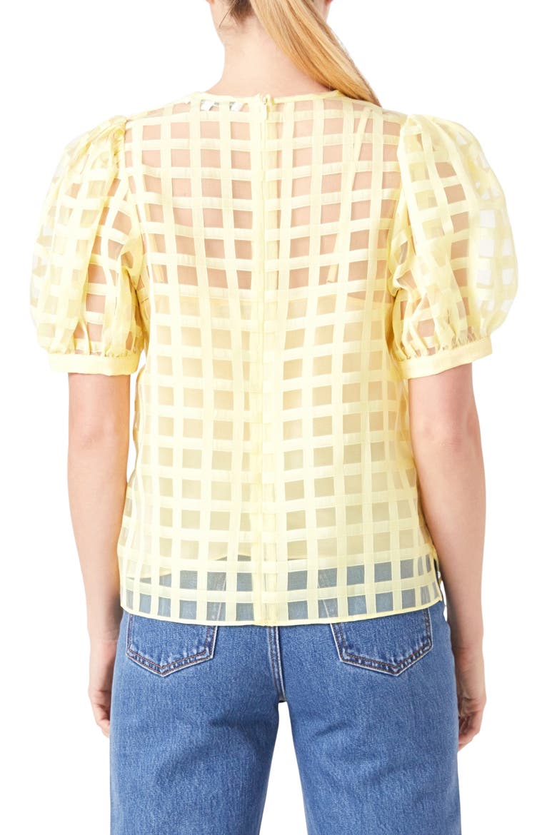 Windowpane Sheer Top, Alternate, color, LIGHT YELLOW