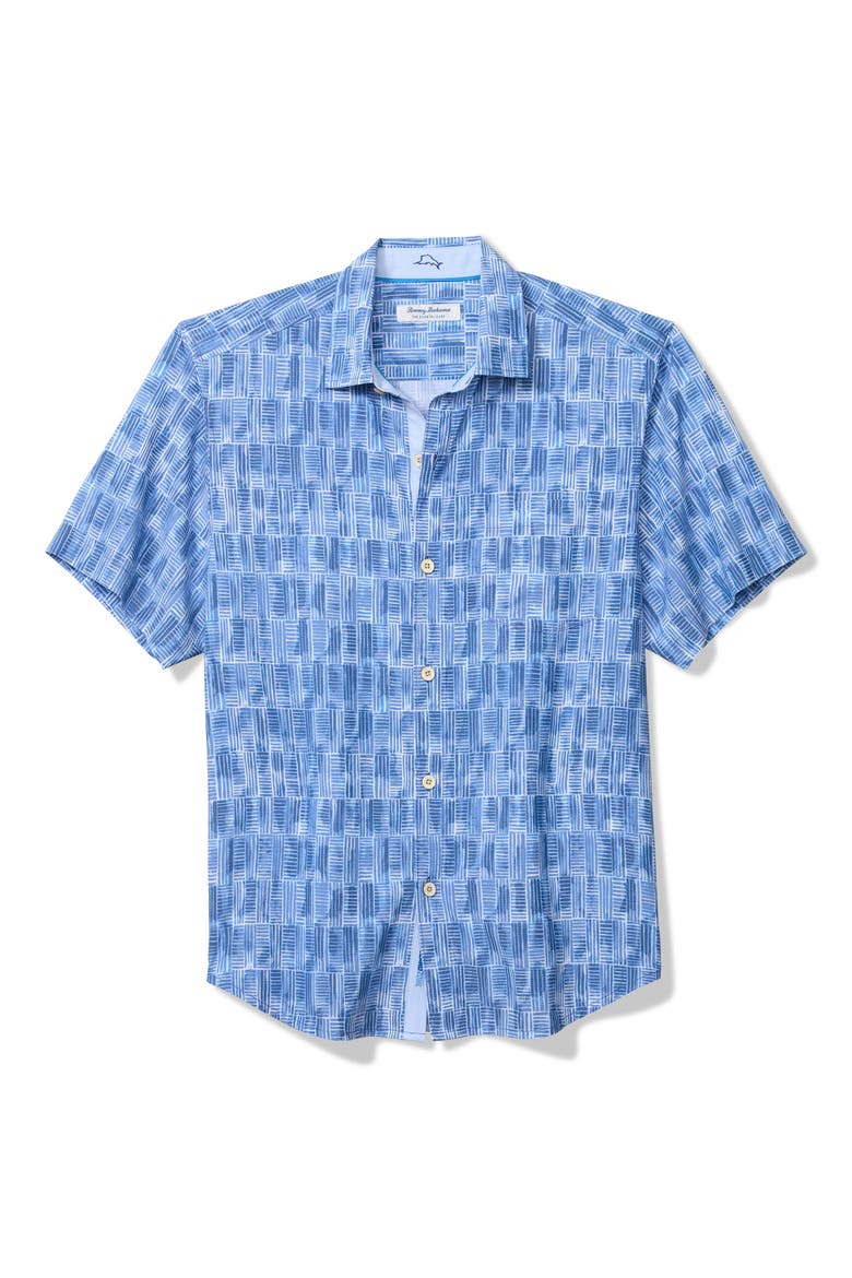 Coastal Ease Geo Fades Button-Up Shirt, Alternate, color, BUCCANEER BLUE