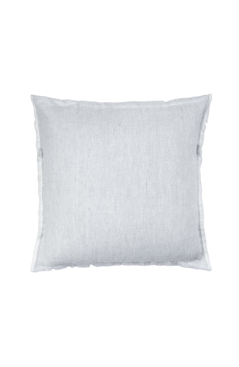 Anaya Fringe Soft Linen Pillow with Down Insert, Main, color, Light Grey