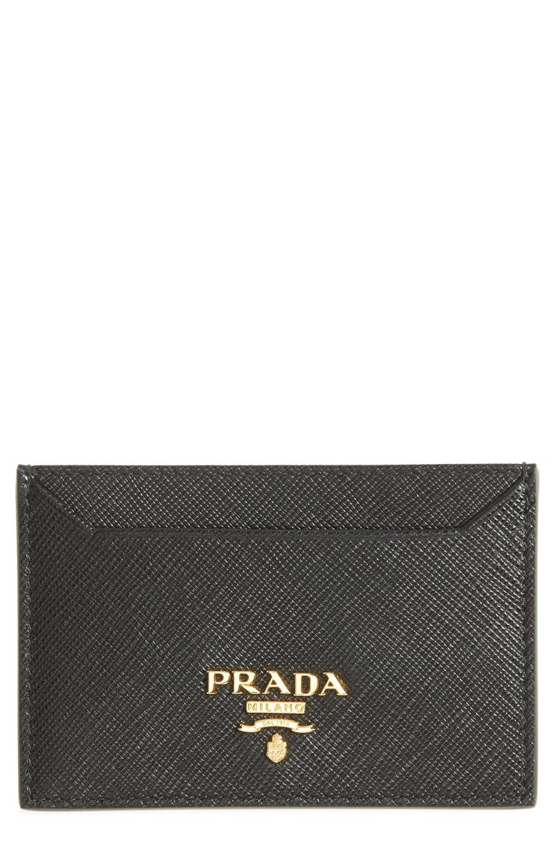 Prada Saffiano Leather Card Case, Main, color,