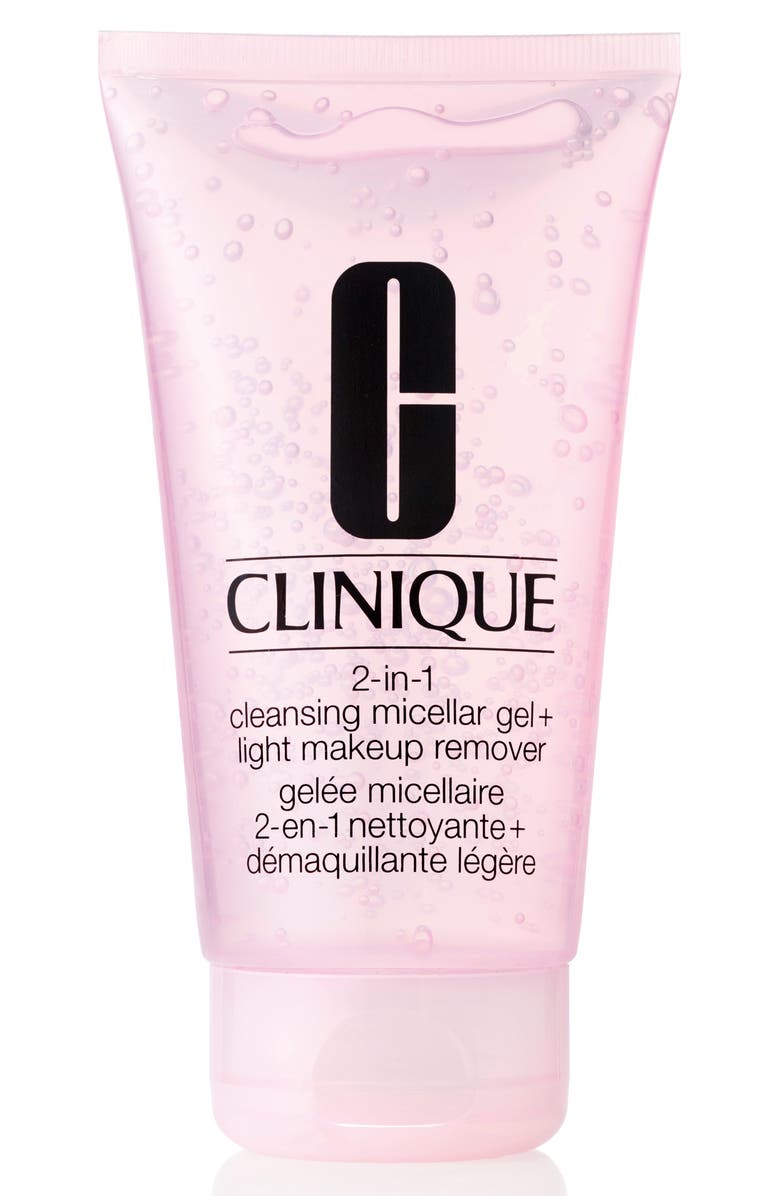 Clinique 2-in-1 Cleansing Micellar Gel + Light Makeup Remover, Main, color,