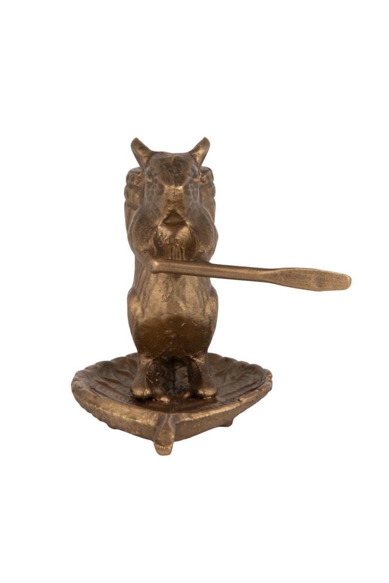 Mouse-on-Leaf Taper Holder, Alternate, color, Brass