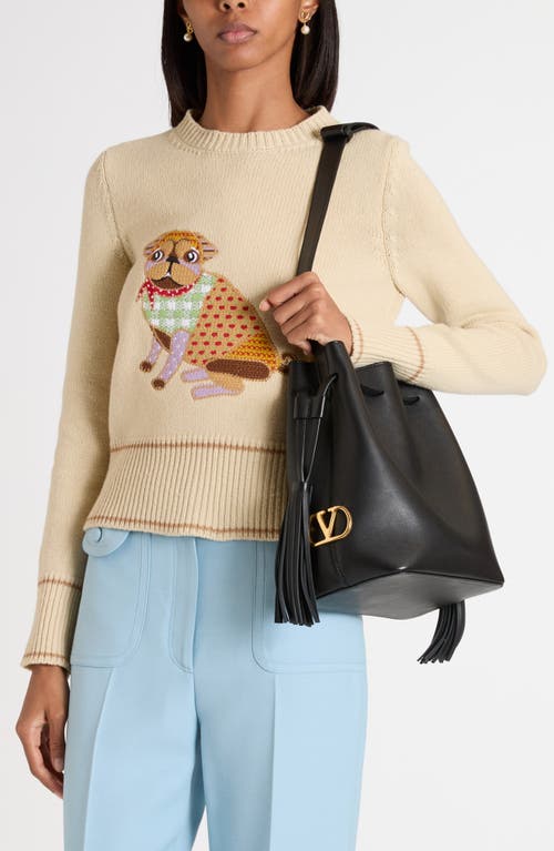 Valentino Garavani So Seau Leather Drawstring Bucket Bag In Black