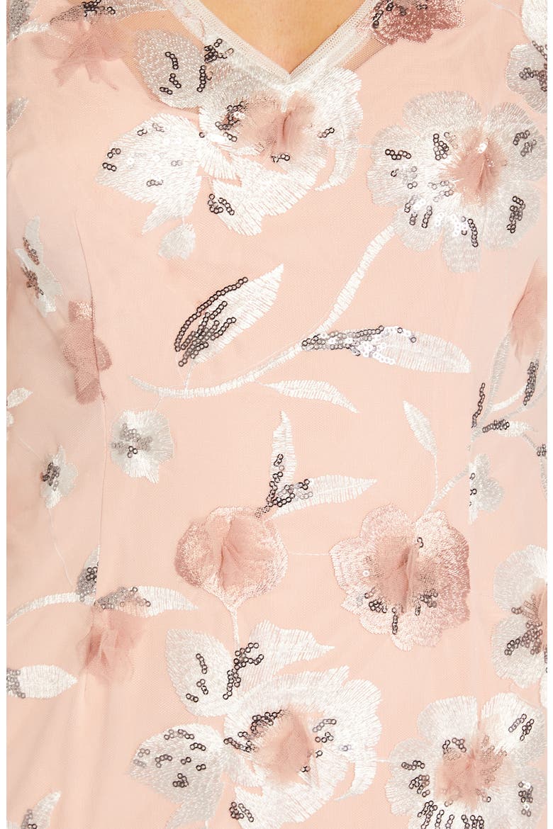 Floral Embroidery Sleeveless Sheath Dress, Alternate, color, CHAMPAGNE ROSE/ IVORY
