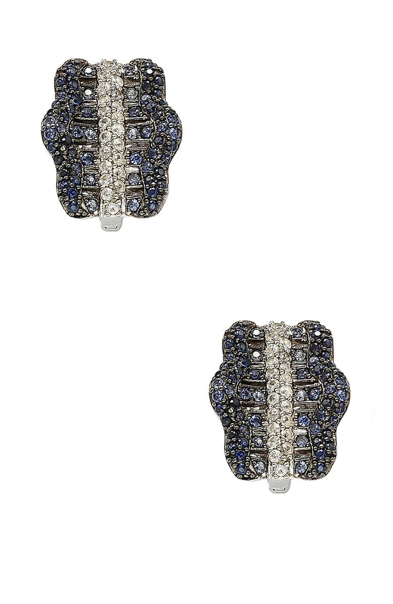 SUZY LEVIAN Two-Tone Blue Sapphire, Created White Sapphire & Brown Diamond Earrings - 0.02 ctw, Main, color,