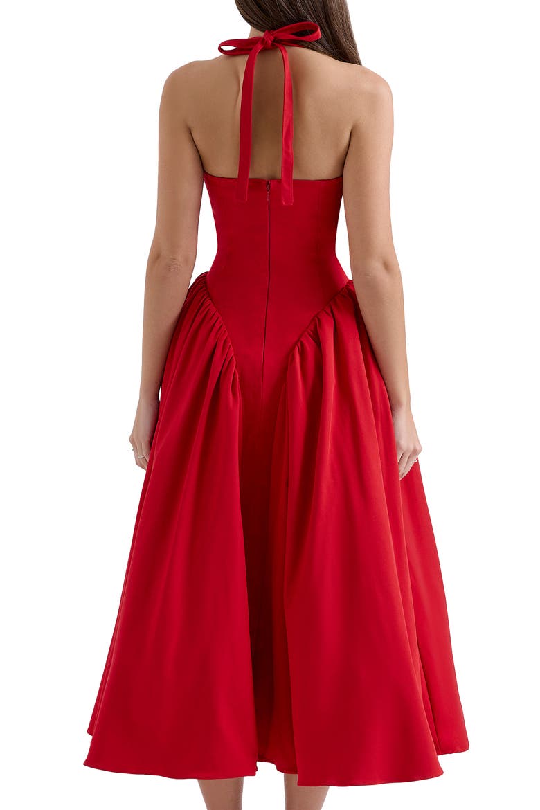 Marilyn Halter Midi Dress, Alternate, color, HAUTE RED