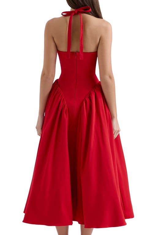 House Of Cb Marilyn Halter Midi Dress In Haute Red