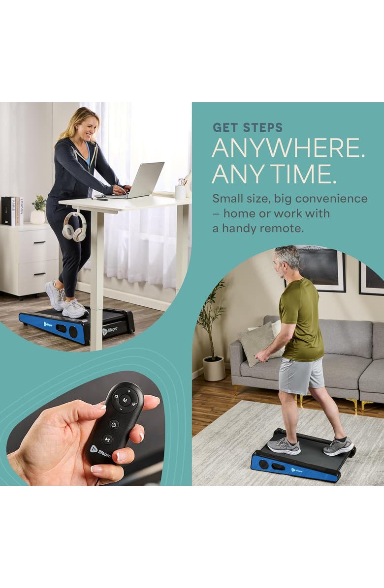 Lifepro Mini Walking Pad Treadmill with Incline  Compact Under Desk Treadmill for Home & Office, Alternate, color, Blue
