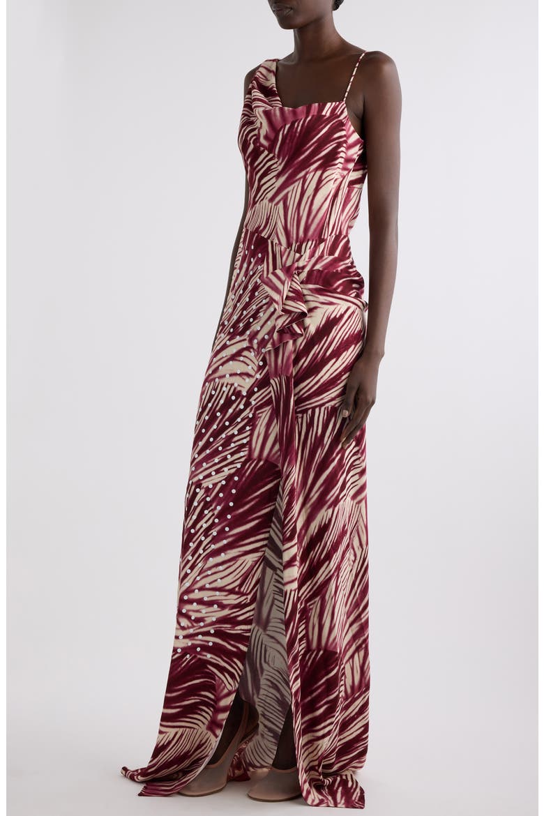 Deyon Mixed Print Maxi Dress, Alternate, color, BURGUNDY