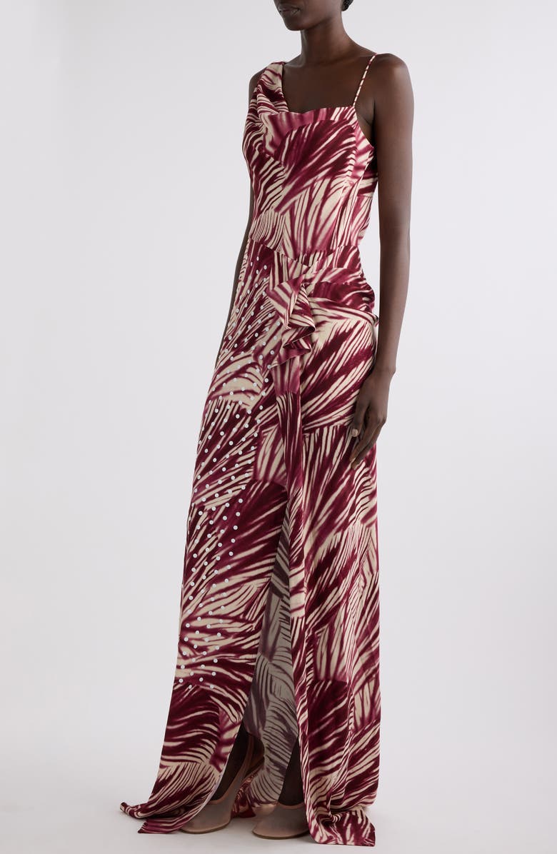 Dries Van Noten Deyon Mixed Print Maxi Dress, Alternate, color, Burgundy