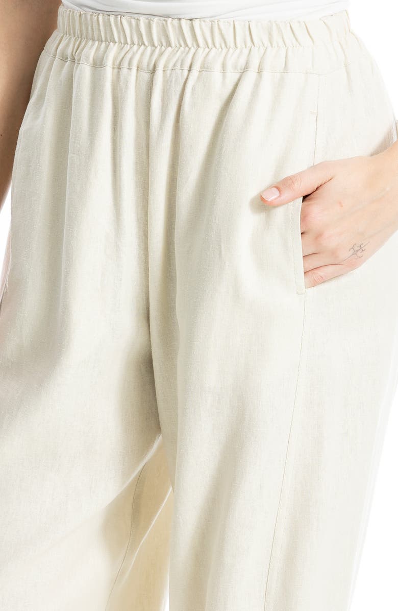 MAX STUDIO Crop Linen Blend Barrel Leg Pants, Alternate, color, Natural