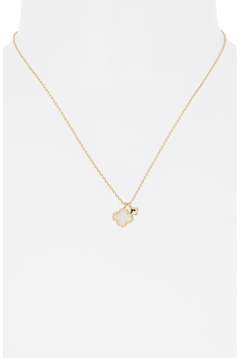 Mother of Pearl Clover Duo Necklace, Alternate, color, GOLD