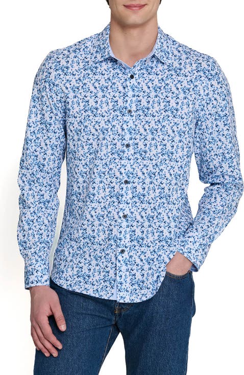 Slim Fit Floral Cluster Performance Long Sleeve Shirt