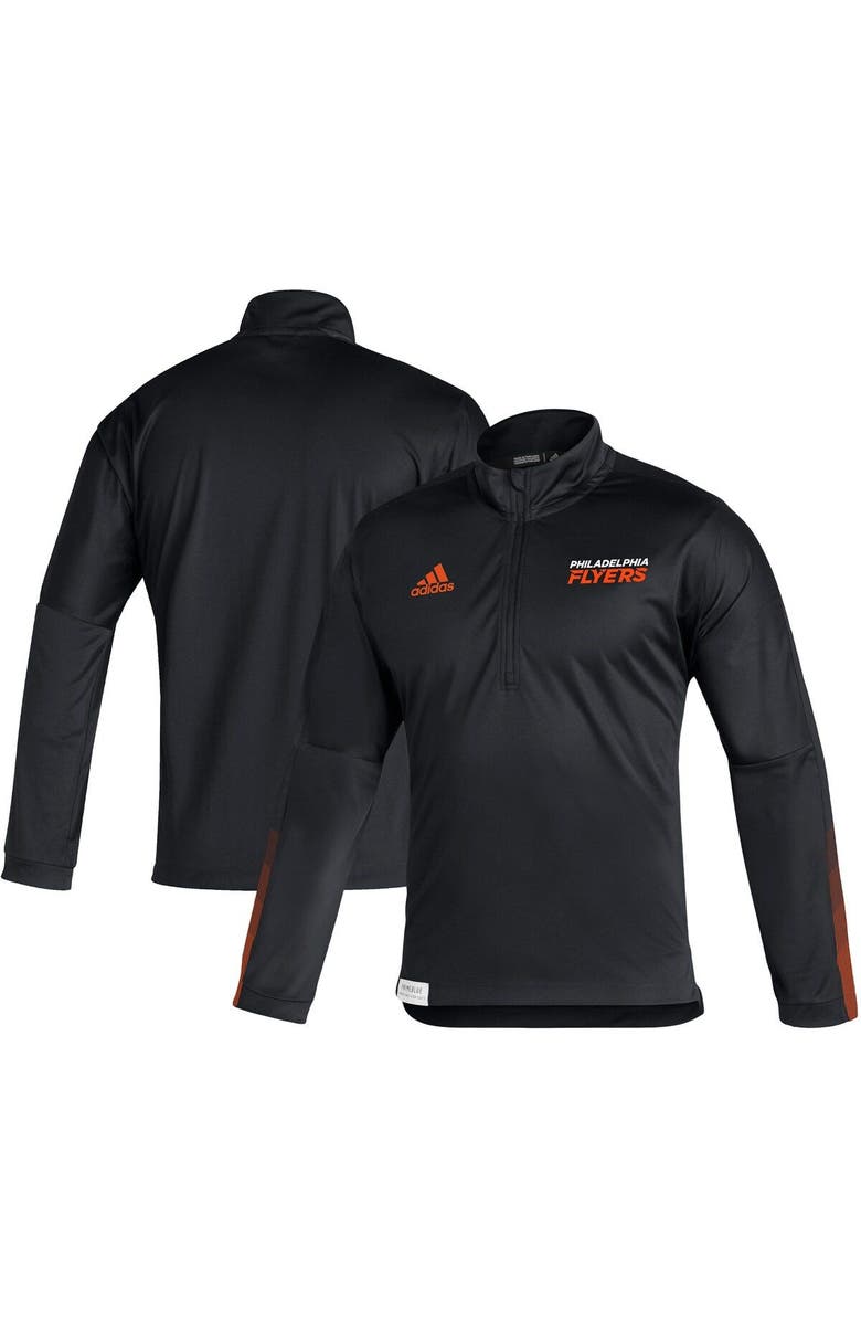 adidas Men's adidas Black Philadelphia Flyers Primeblue Quarter-Zip Jacket, Main, color, 