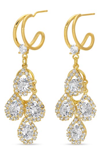 Eye Candy Los Angeles Zuri Cubic Zirconia Drop Earrings In Gold