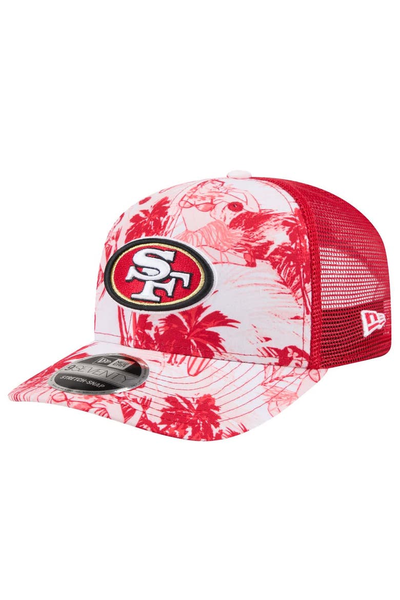 Men's New Era Scarlet San Francisco 49ers Hula 9SEVENTY Adjustable Trucker Hat, Main, color, Scarlet