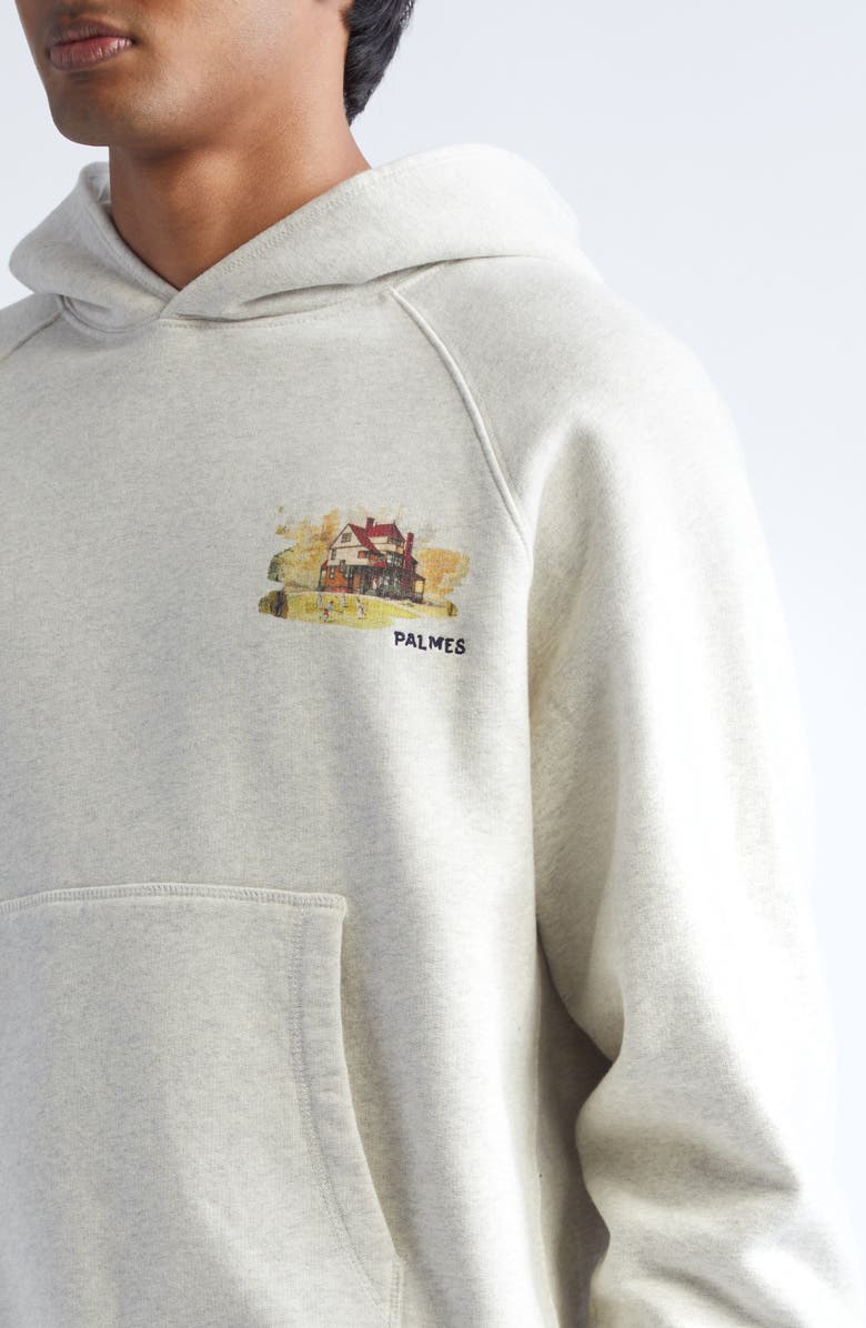PALMES Porch Graphic Hoodie, Alternate, color, Oatmeal