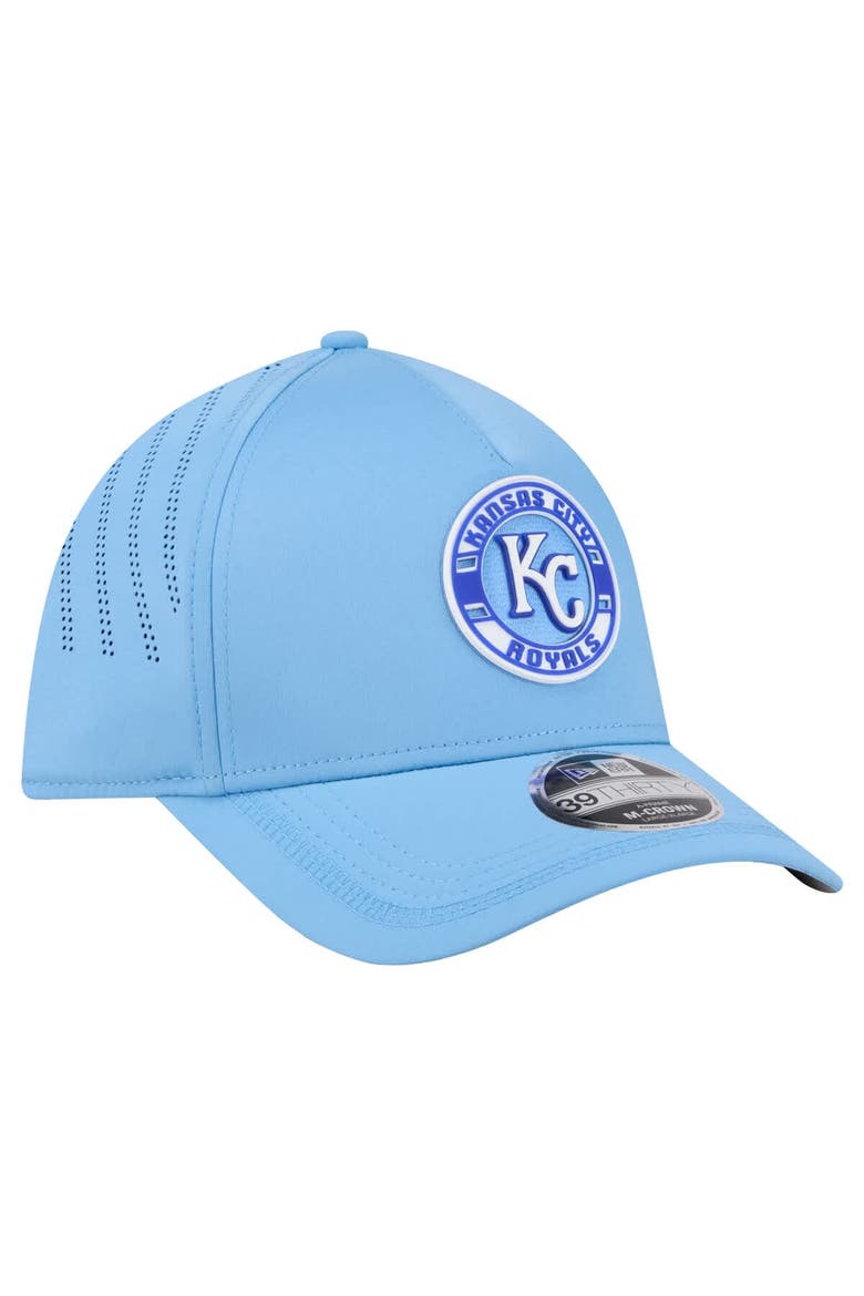Men's New Era Light Blue Kansas City Royals Patch 39THIRTY A-Frame M-Crown Perforated Flex Hat, Alternate, color, Light Blue