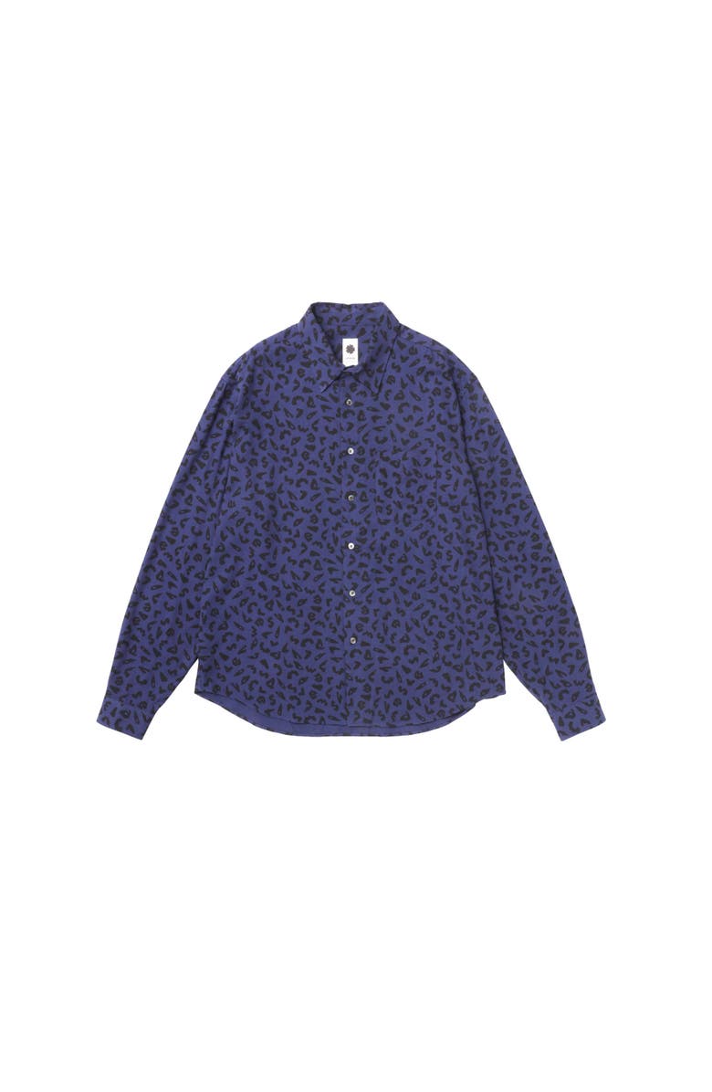 vowels Leopard Shirt, Main, color, Navy