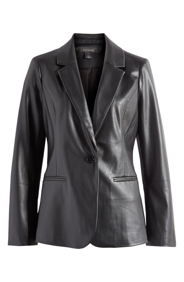 Halogen<sup>®</sup> Faux Leather Blazer, Main, color,