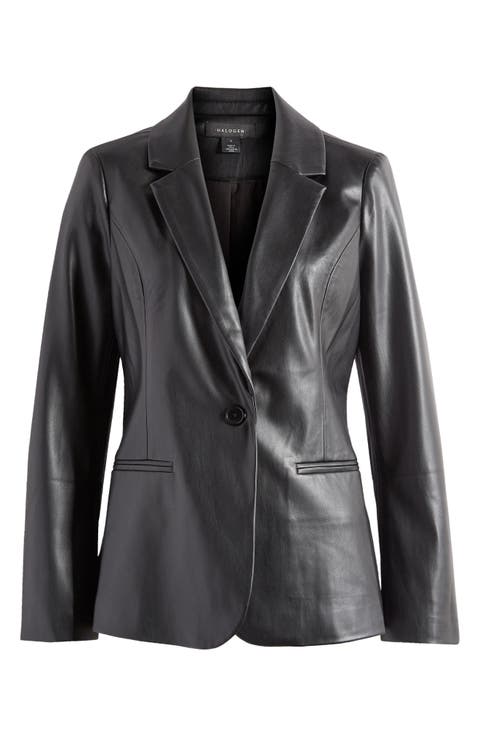 Faux Leather Blazer