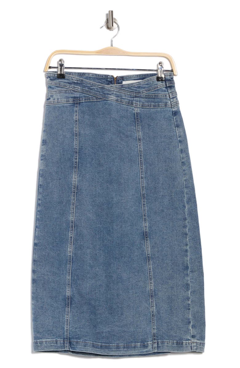Habitual Crisscross Denim Skirt, Alternate, color, Marine