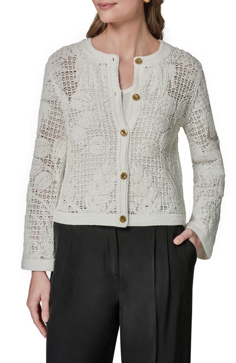 Mixed Stitch Cotton Blend Cardigan