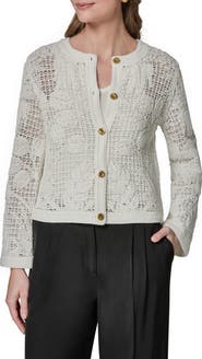Donna Karan New York Mixed Stitch Cotton Blend Cardigan