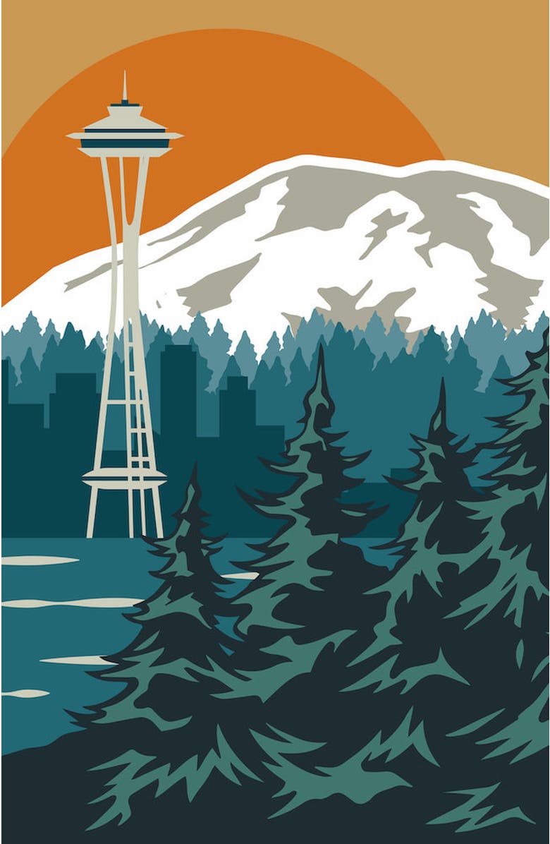 Pink Picasso Kits Space Out in Seattle Paint-by-Numbers Kit, Alternate, color, Orange / Teal