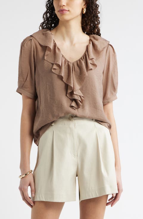 Ruffle Crinkle Semisheer Top