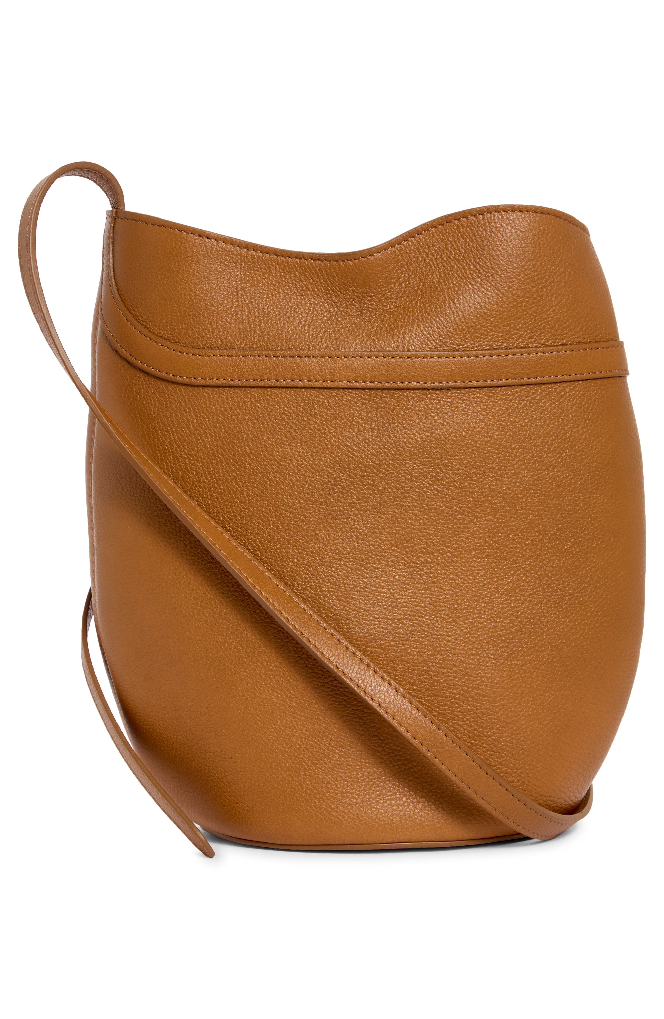 LIFFNER Medium Belted Leather Bucket Bag, Alternate, color, Saddle Brown