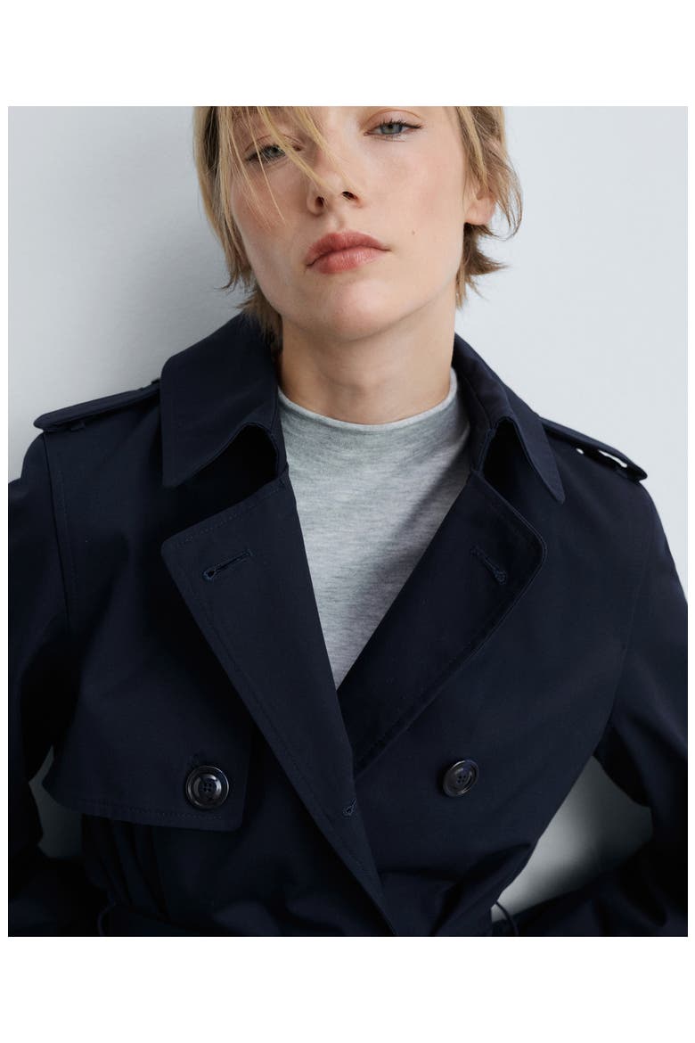 Classic Double Breasted Water Repellent Cotton Trench Coat, Alternate, color, DARK NAVY