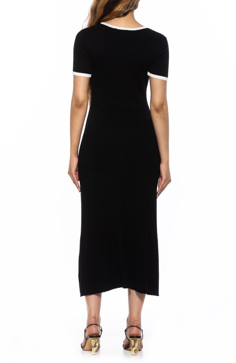 Alexia Admor Keiko Rib Ringer Midi Sweater Dress, Alternate, color, Black