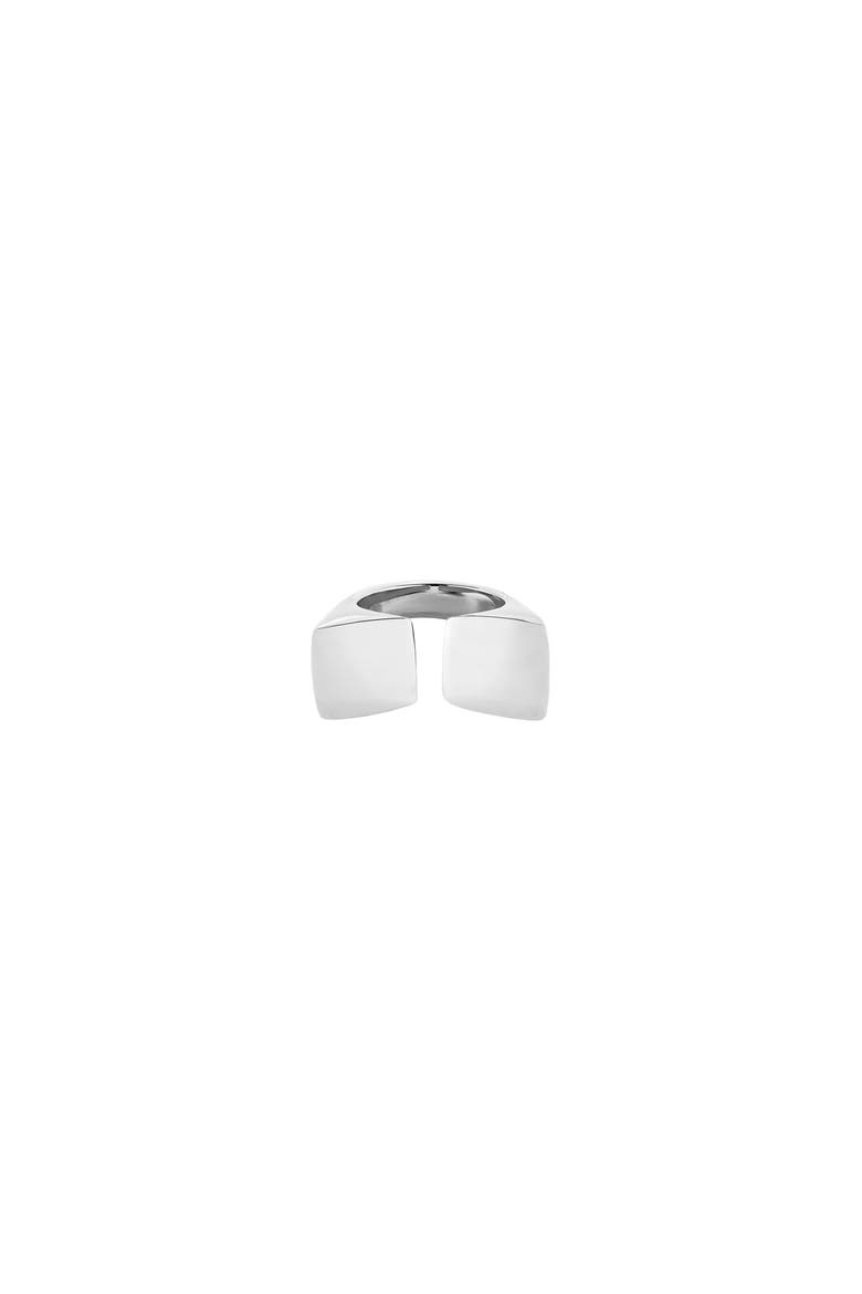 Sterling Silver Plated Ring with Smooth Finish and Square Shape, Alternate, color, Silver