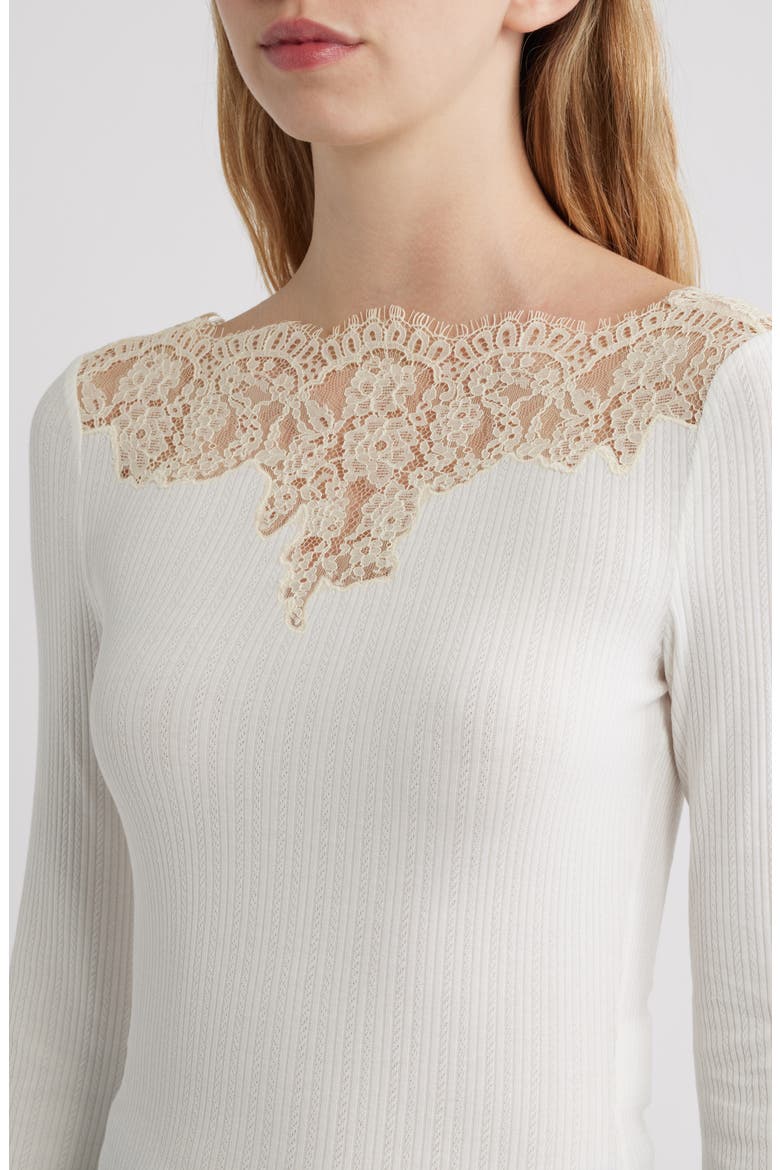 Riana Lace Trim Ribbed T-Shirt, Alternate, color, SALT