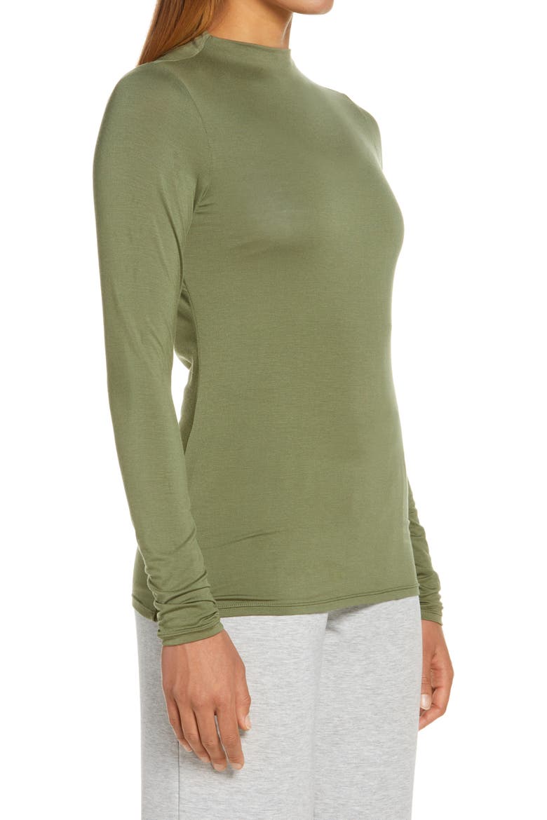 Ruched Back Long Sleeve Top, Alternate, color, OLIVE BRANCH