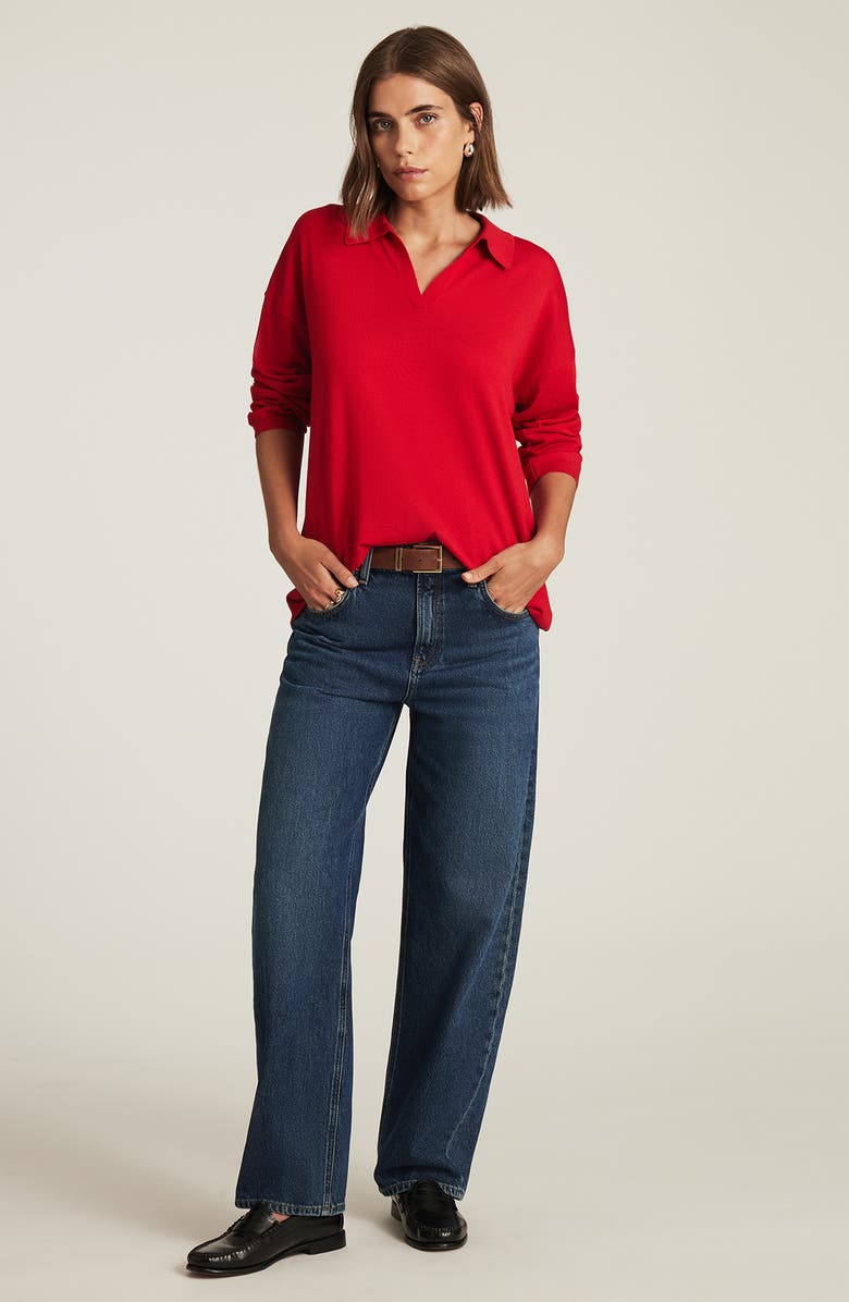 Mavi Jeans Wool Polo Sweater, Alternate, color, Rio Red