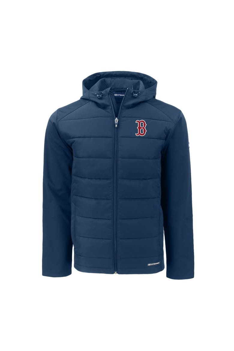 Men's Cutter & Buck Navy Boston Red Sox Evoke Hybrid Eco Softshell Recycled Full-Zip Hoodie, Alternate, color, Navy