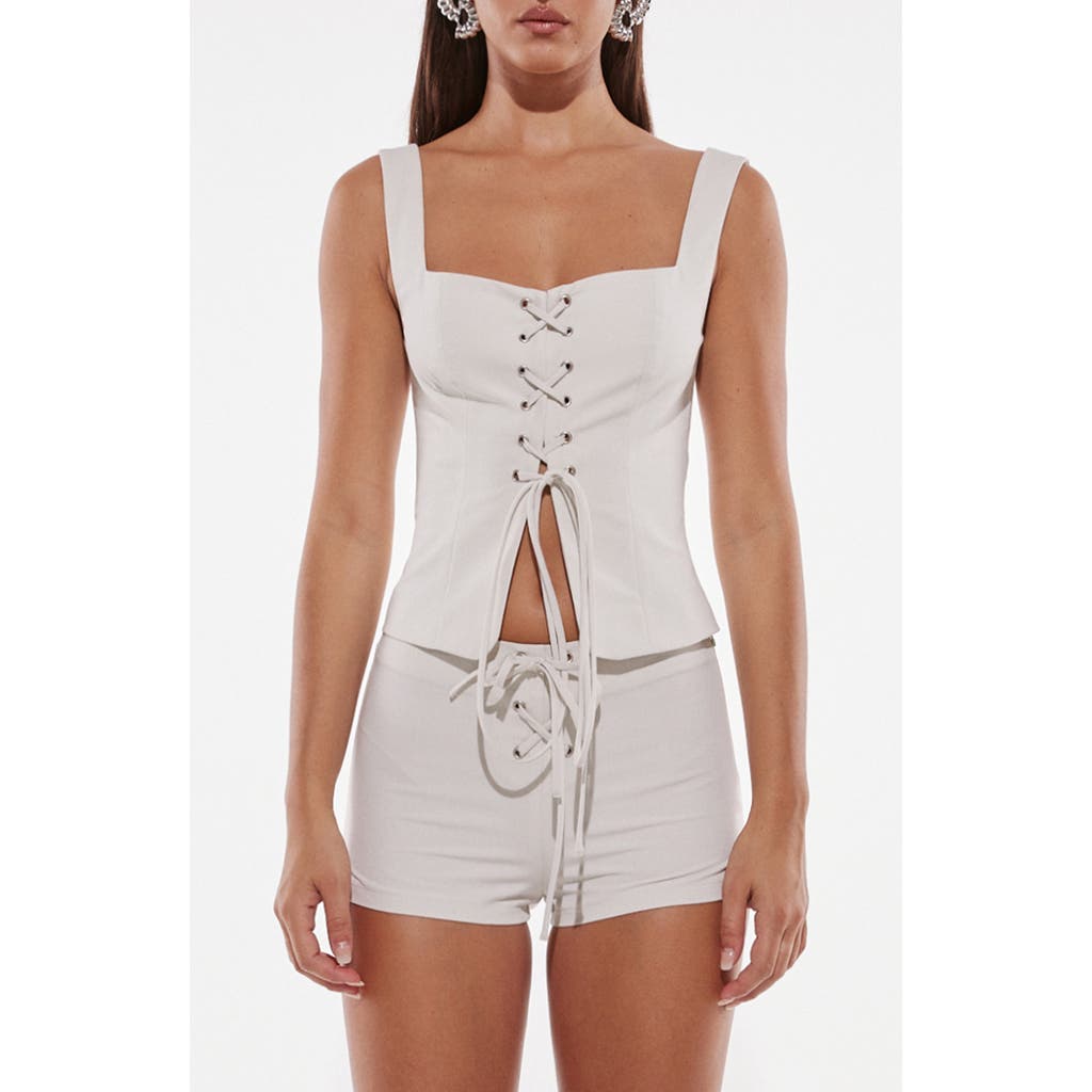 By.dyln Emmeline Lace-up Corset Top In Dove