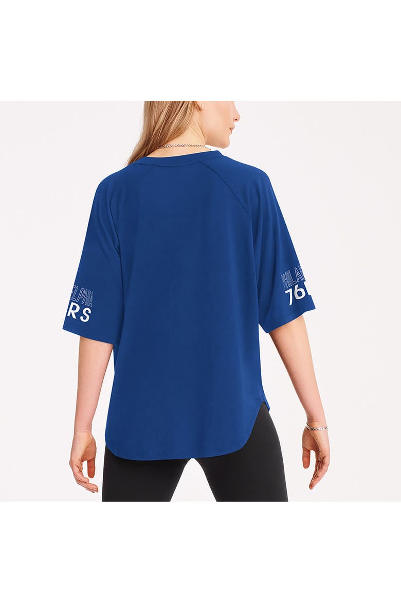 Women's DKNY Sport  Royal Philadelphia 76ers Diana Raglan Tri-Blend Oversized T-Shirt, Alternate, color, Royal